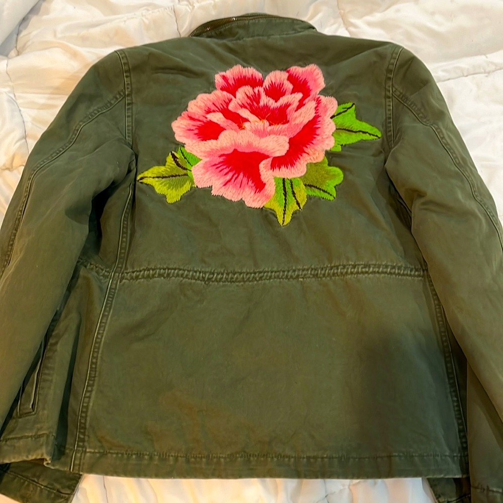 Lucky Brand Women’s Embroidered Military Jacket